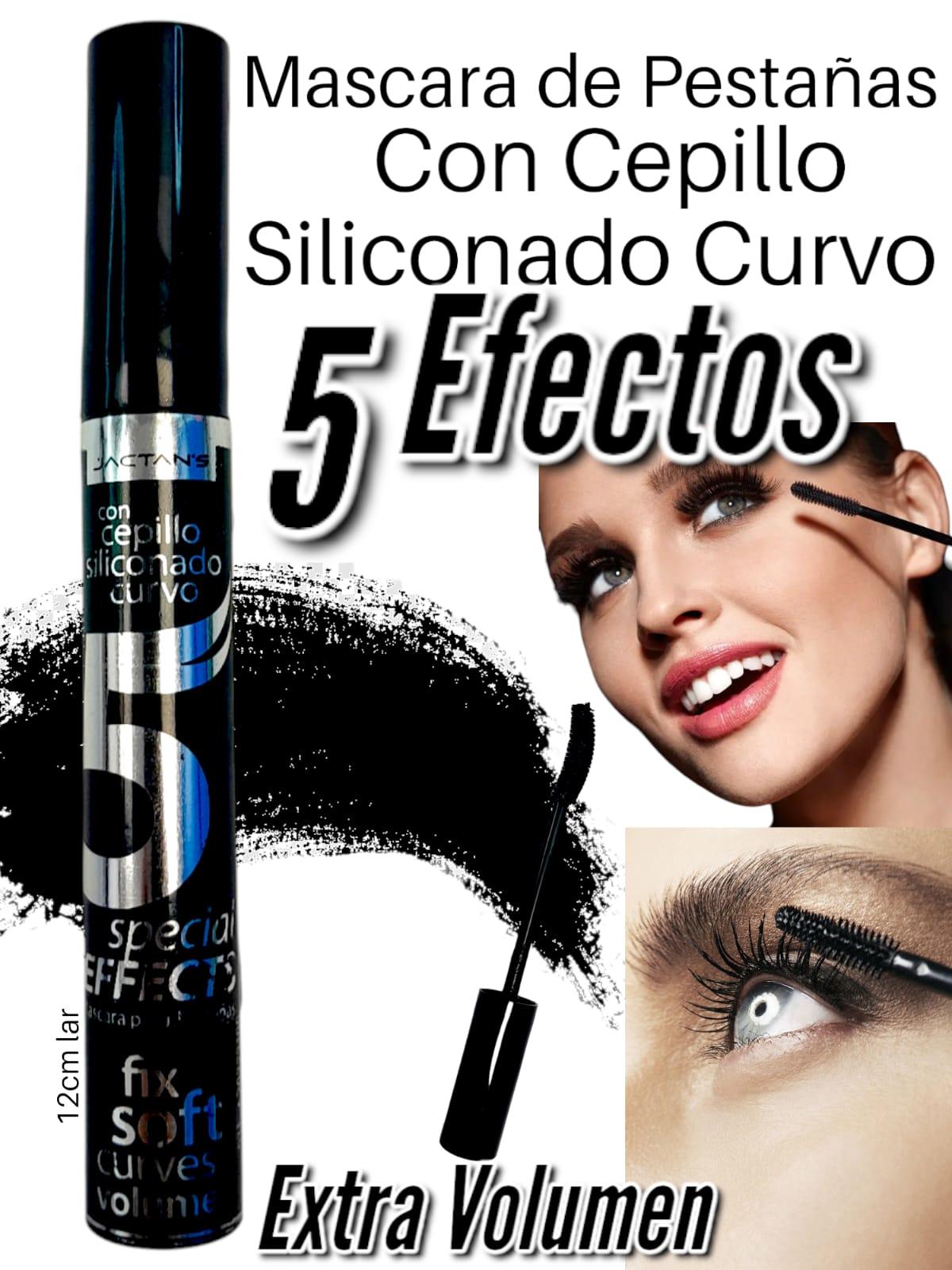 Mascara Silicona 5 Efectos con cepillo siliconado curvo- resistente al agua